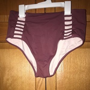 Burgundy high waisted swim bottoms